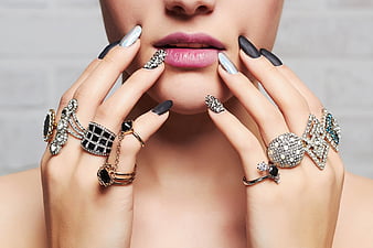 Girl, han, jewel, face, nails, ring, lips, woman, HD wallpaper | Peakpx
