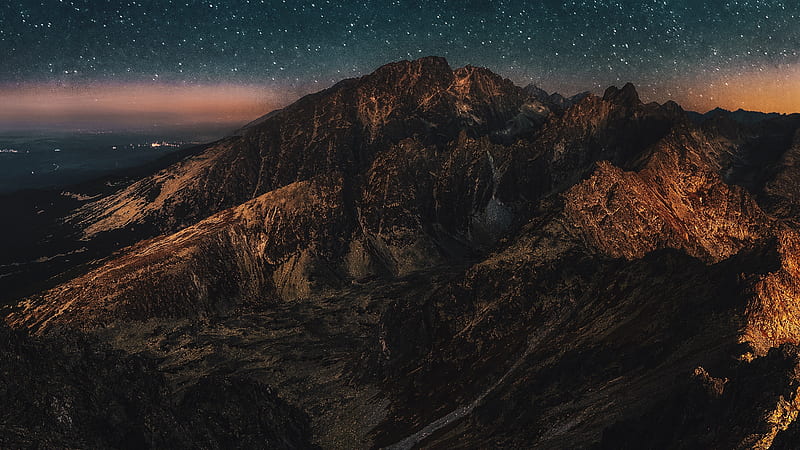 Astronomy Mountains, mountains, stars, nature, HD wallpaper