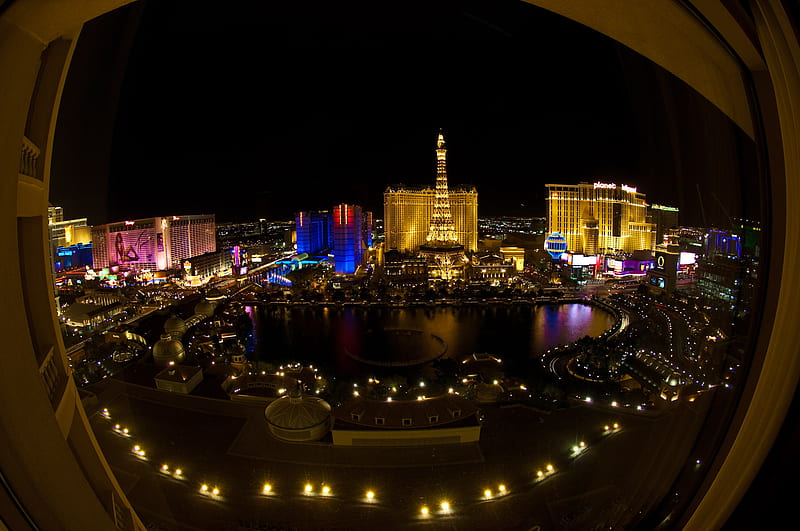 Las Vegas Unleashed, fountain, city, paris hotel, strip, las vegas, night, HD wallpaper
