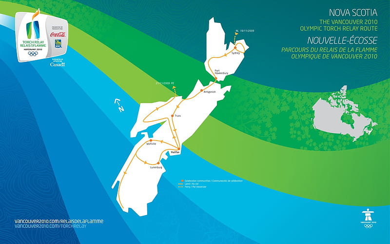 2010 Olympic torch relay route in Nova Scotia, HD wallpaper