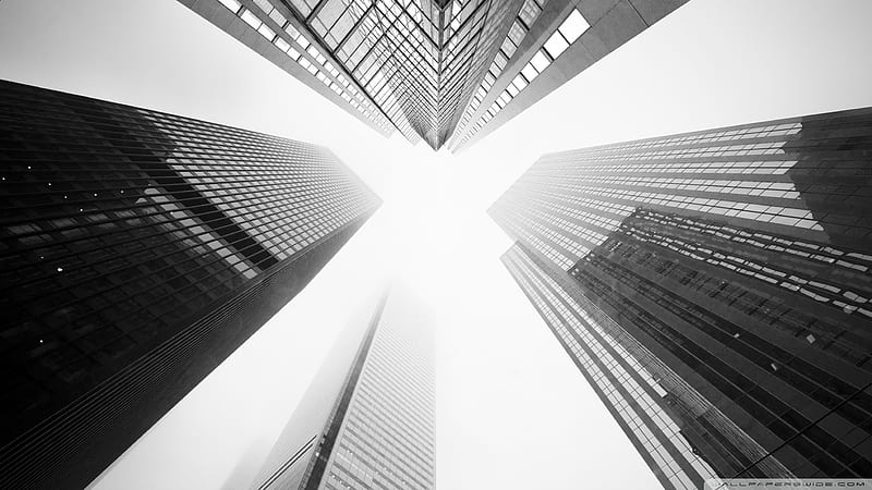 Worm's Eye View Of Black And White Building Black And White, HD wallpaper