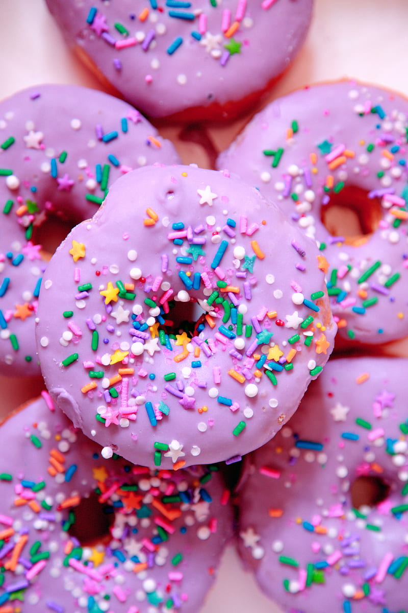 Pink and white doughnut with sprinkles, HD phone wallpaper | Peakpx