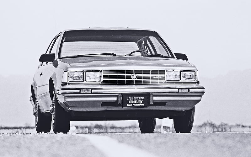 Buick Century Custom Coupe, retro cars, 1982 cars, monochrome, american cars, Buick, HD wallpaper