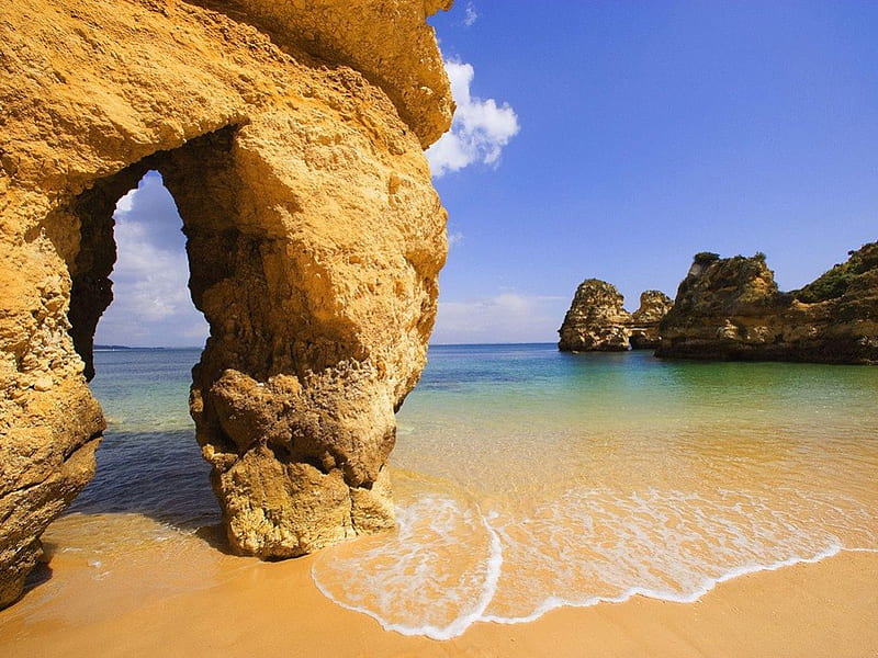 Algarve Portugal, portugal, reef, arch, beaches, HD wallpaper