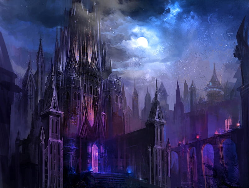 Vampire Castle Night Sky Moon Wallpaper 4K #4.3292