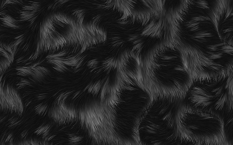 black fur texture, macro, animal fur, brown black fur, black fur backgrounds, close-up, black backgrounds, fur textures, HD wallpaper