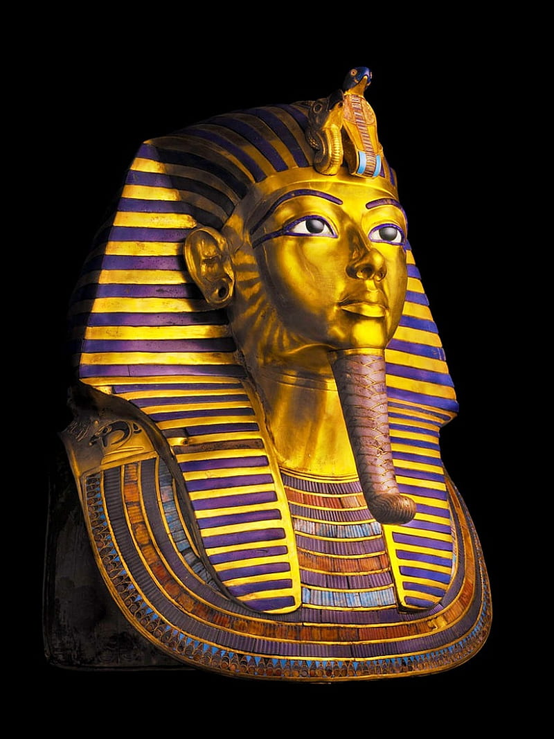 Tutankhamun mask, black, egypt, gold, pyramid, HD phone wallpaper