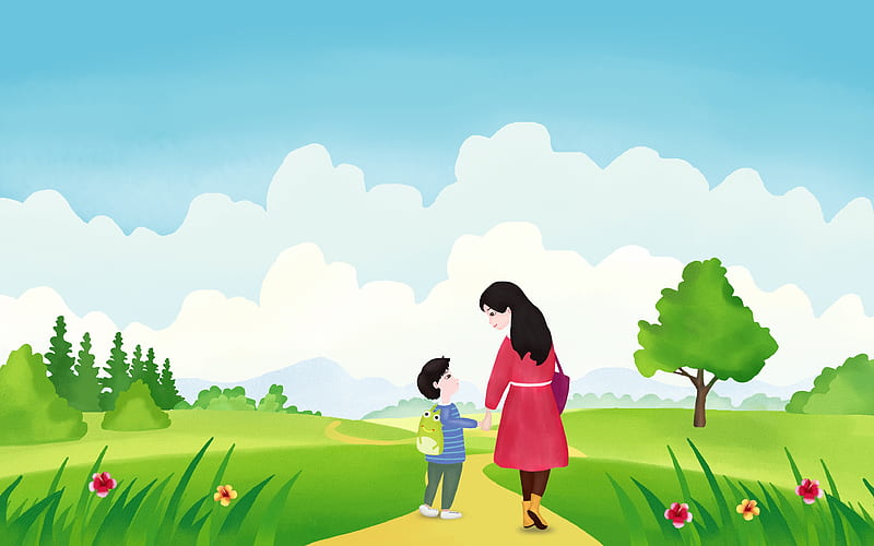 Mother child holding hands Illustration Design, HD wallpaper | Peakpx