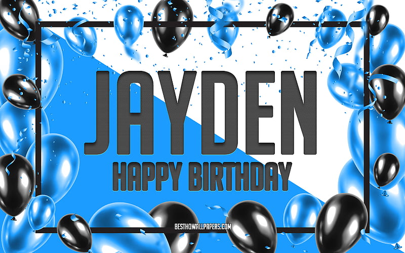 Happy Birtay Jayden, Birtay Balloons Background, Jayden, with names, Blue Balloons Birtay Background, greeting card, Jayden Birtay, HD wallpaper