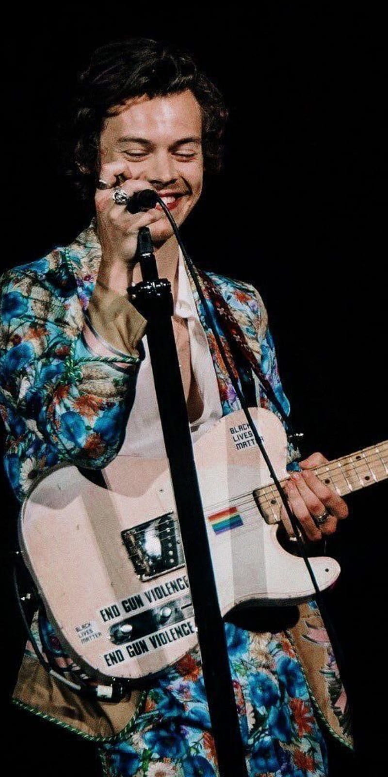 Harry Styles, guitar, happy, pride, rainbow, suit and tie, HD phone wallpaper
