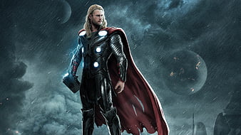 thor, hammer, superhero, cape, Movies, HD wallpaper
