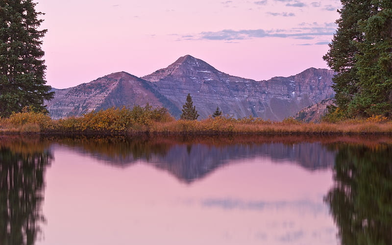 Mountains ridges lake surface-Nature scenery, HD wallpaper