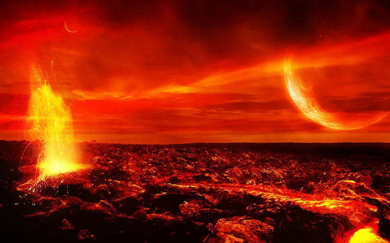 Molten Planet, molten earth, fiery planet, early earth, HD wallpaper
