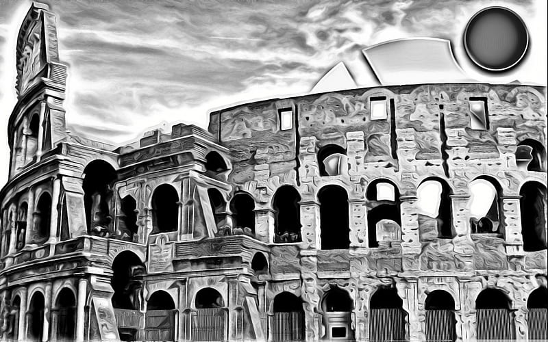 painting of colosseum-linux system background, HD wallpaper