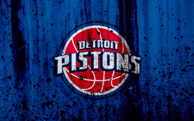 Detroit Pistons, grunge, NBA, basketball club, Eastern Conference, USA, emblem, stone texture, basketball, Central Division, HD wallpaper