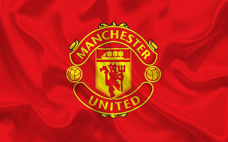 Manchester United, flag, football club, MU, Premier League, England, Manchester United emblem, HD wallpaper