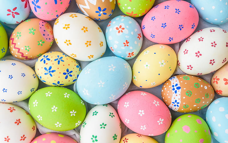 Multi-colored Easter eggs, Easter background, eggs, spring, Easter, HD wallpaper