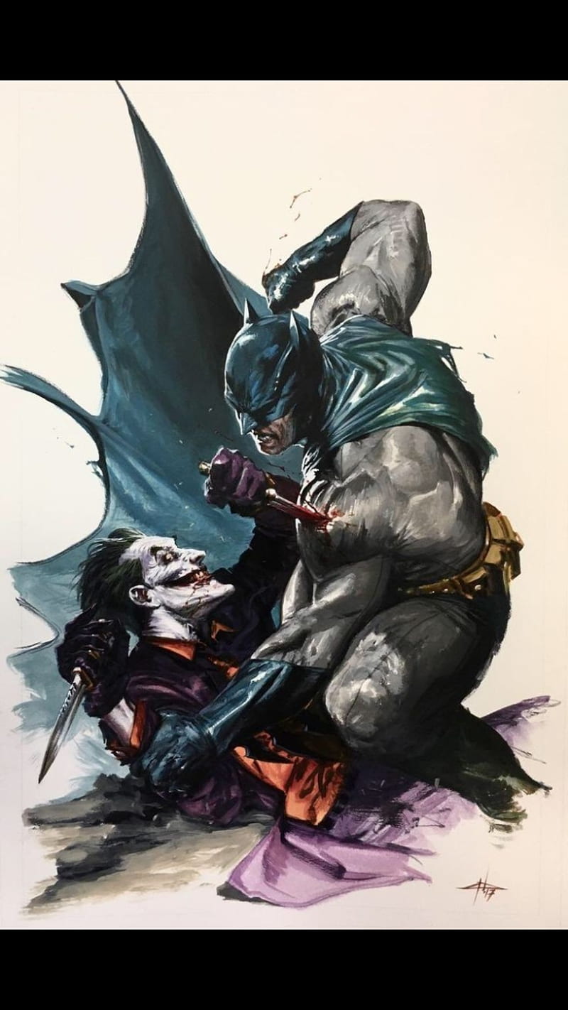 Batman and joker, dc, detectivecomics, fight, HD phone wallpaper
