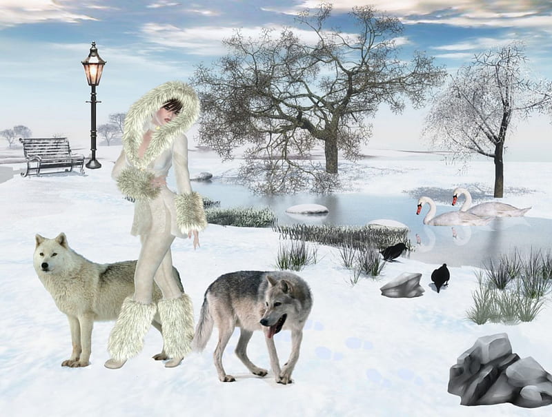 Princesa lobo, princesa, río, nieve, lobo, lobos, invierno, Fondo de  pantalla HD | Peakpx