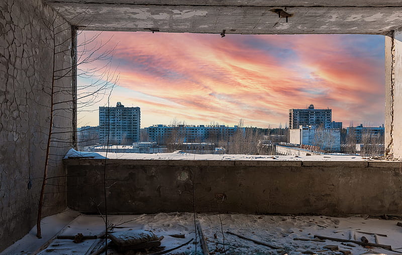 Man Made, Ruin, Abandoned, Chernobyl, City, Sunset, HD wallpaper