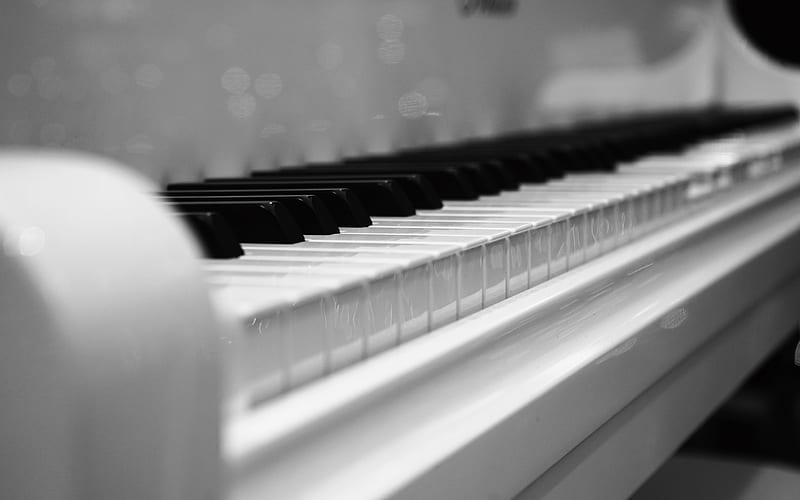 piano, monochrome, piano keys, musical instrument, HD wallpaper