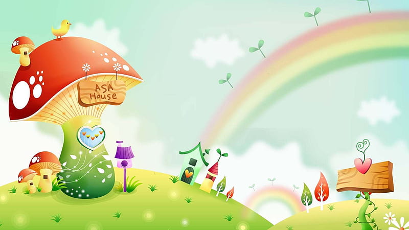 Colorful Mushroom Rainbow Plants Kids, HD wallpaper