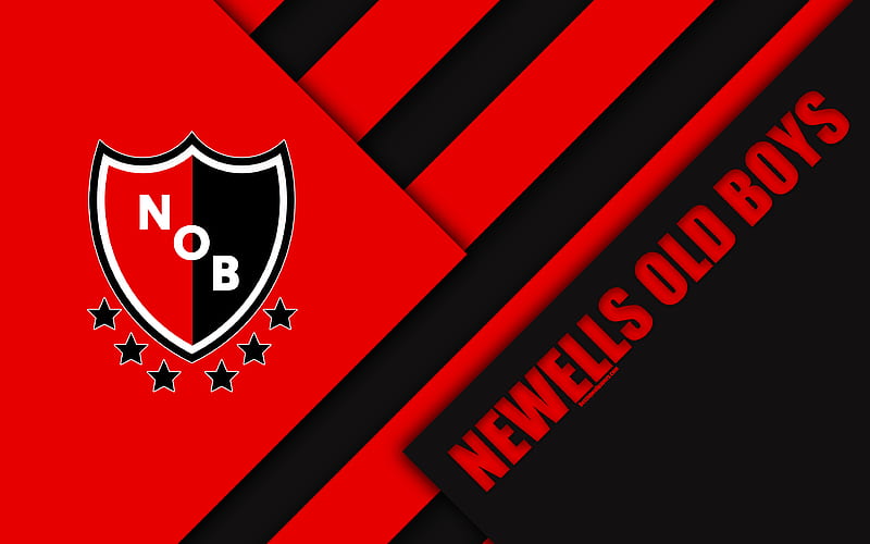 Newells Old Boys, red black abstraction, Rosario, Argentina, Argentinian football club material design, football, Argentine Superleague, First Division, HD wallpaper