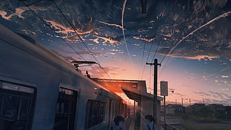 Anime landscape, cityscape, scenic, sunset, anime girl, Anime, HD ...
