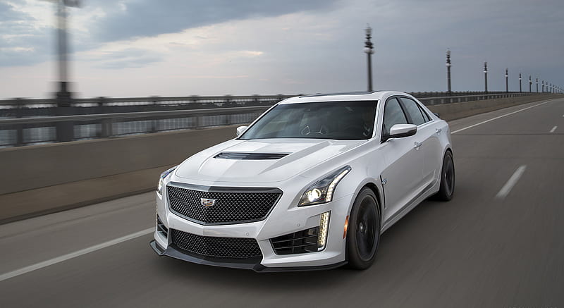 2017 Cadillac Cts V Sedan With Carbon Black Package Color Crystal White Tricoat Front Three Quarter Hd Wallpaper Peakpx