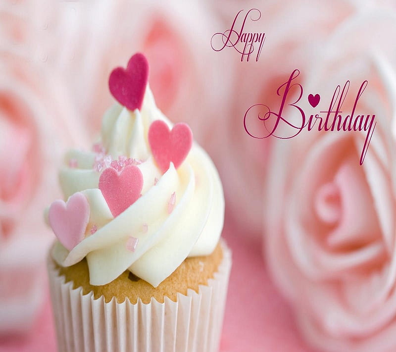 happy birtay, amazing, cool, cupcake, pink, wishes, HD wallpaper