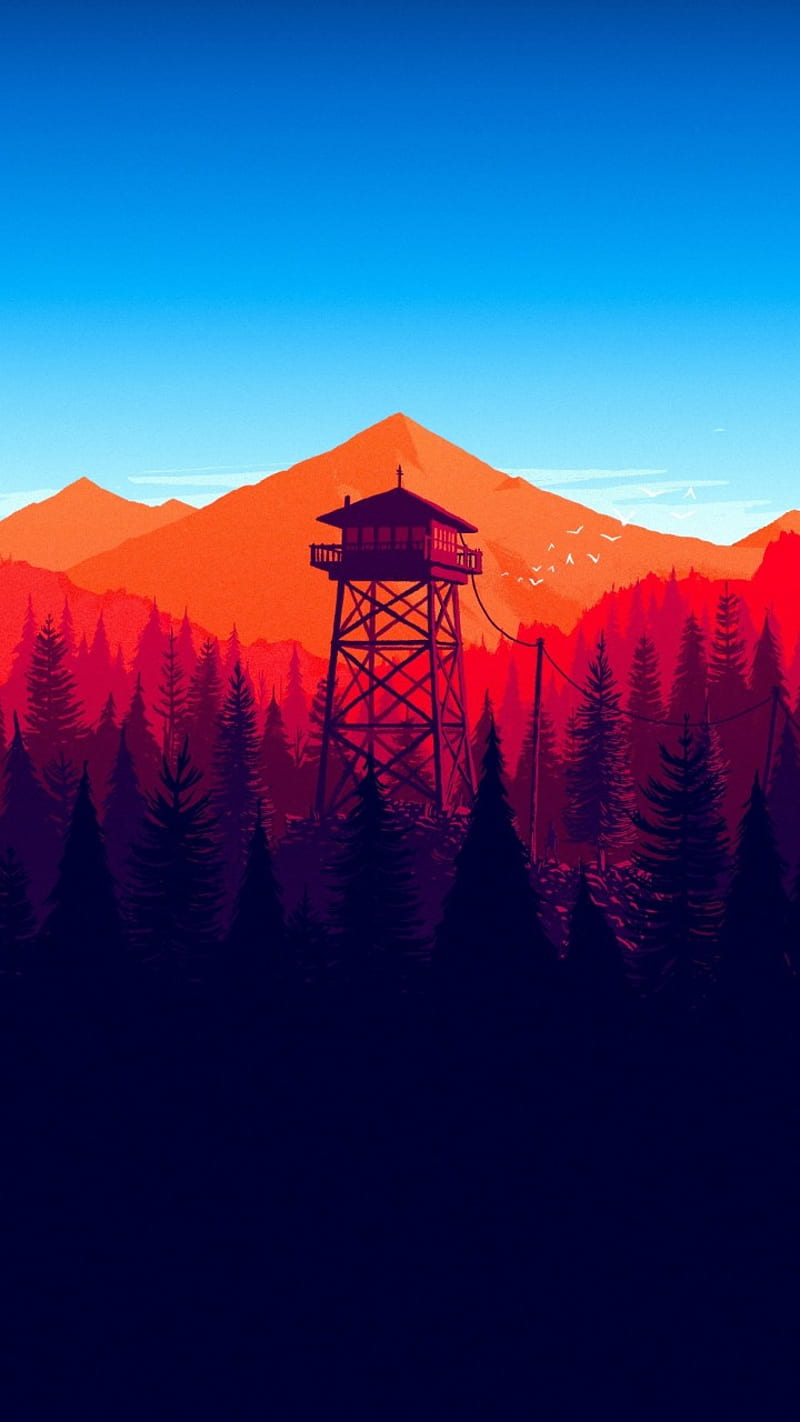 Firewatch Minimal Forest Minimalism Nature Tower Hd Phone