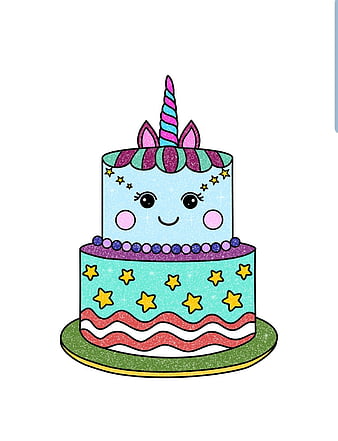 Unicorn Doodle Birthday Cake PNG & SVG Design For T-Shirts