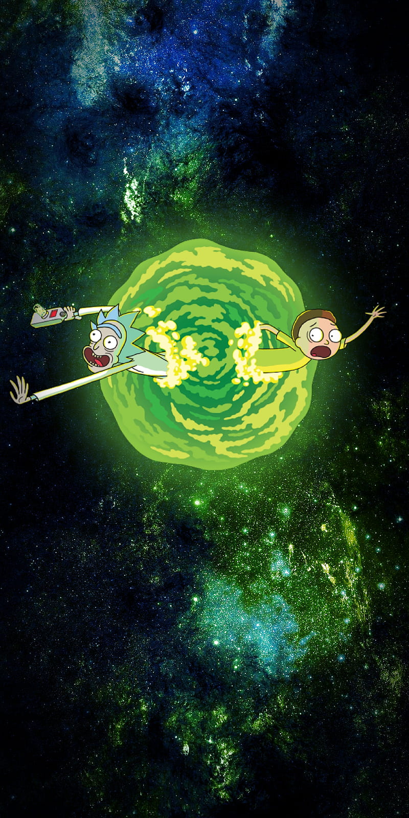 Rick and morty, cartoon, funny, galaxy homer, HD phone wallpaper