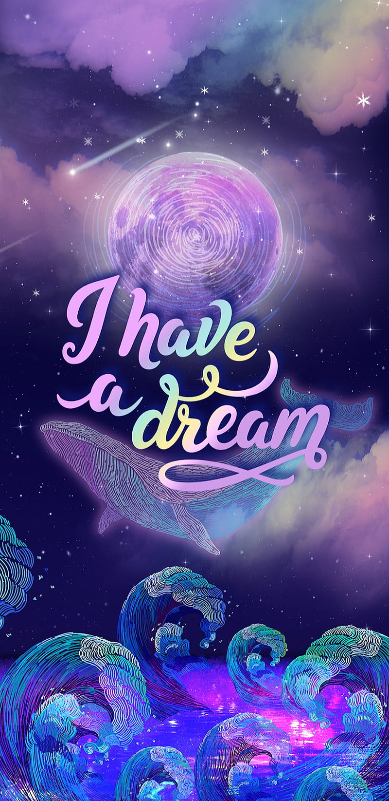 IHaveADream, dream, galaxy, pretty, bonito, girly, colourful, rainbow,  whale, HD phone wallpaper | Peakpx
