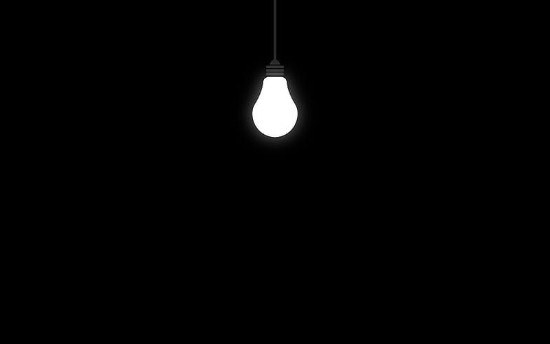 The Light , bulb, dark, dark , white, white light, HD wallpaper