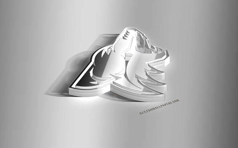 Arizona Coyotes, 3D steel logo, American Hockey Club, 3D emblem, NHL, Glendale, Arizona, USA, National Hockey League, Arizona Coyotes metal emblem, hockey, creative 3d art, HD wallpaper