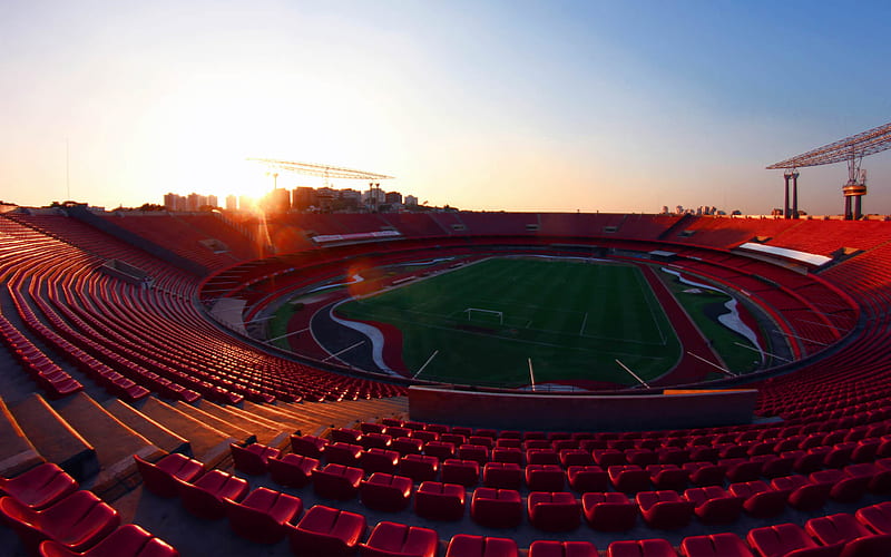 Estadio do Morumbi, sunset, empty sradium, soccer, Morumbi, Sao Paulo Stadium, Brazil, brazilian stadiums, HD wallpaper