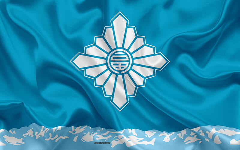 Flag of Toyama city of japan, silk texture, Toyama flag, japan, japanese cities, art, Asia, Toyama Prefecture, Toyama, HD wallpaper