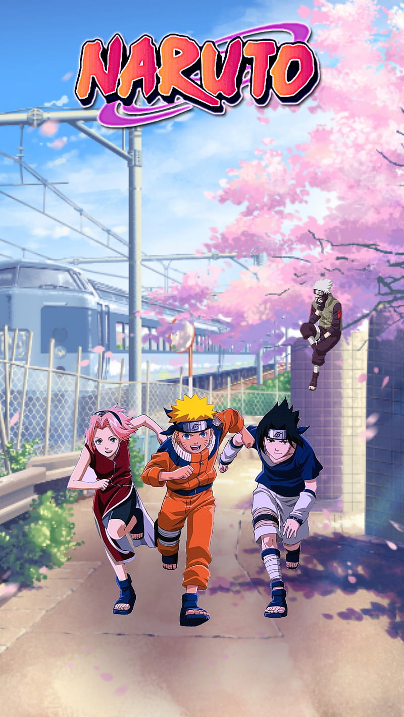 Team 7 Nar, SaS and Sak., naruto, team7, aweosme, happy, cute, city, cool,  sakura flowers, HD wallpaper