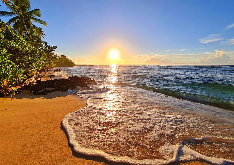 Sunrise, beach, gran, landscape, see, tropical, HD wallpaper | Peakpx