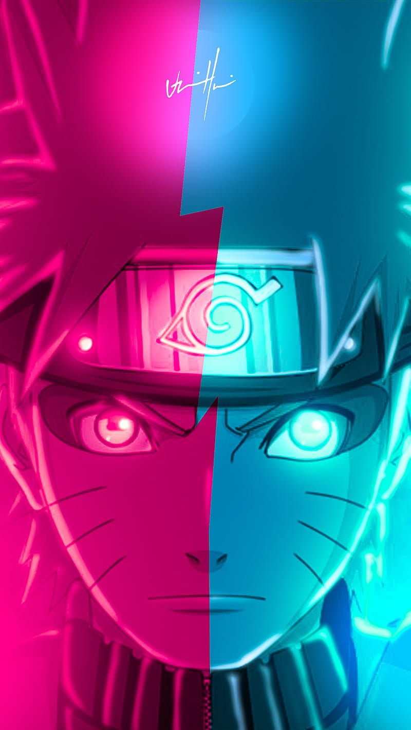 Naruto Neon, black, simple, anime, HD phone wallpaper