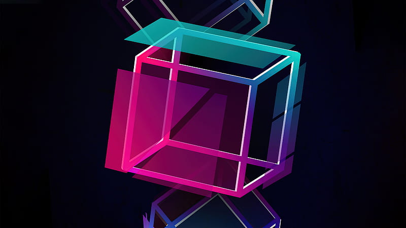 Colorful Cube Floater Black Background Abstract, HD wallpaper