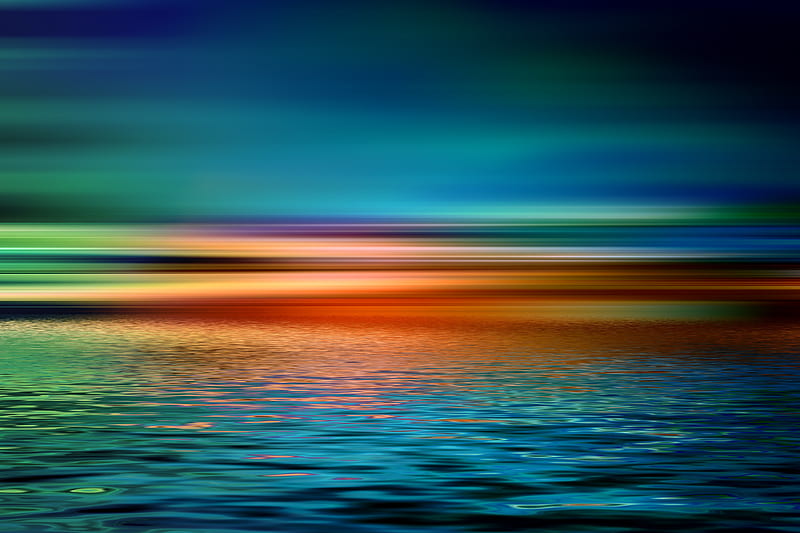 Colorful Artistic Sunset over Water, sunset, water, colorful, artist, HD wallpaper