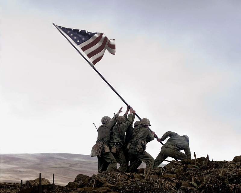 Flag raising, military, marines, iwo jima, HD wallpaper
