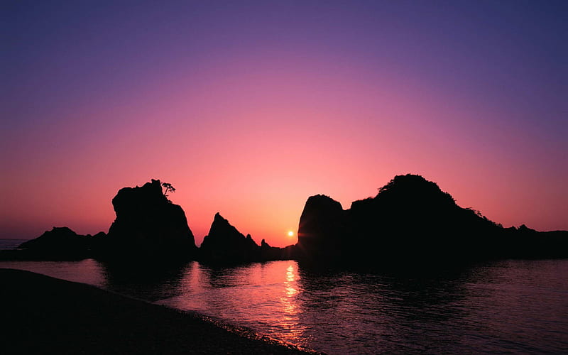 sea sunset-Natural scenery, HD wallpaper