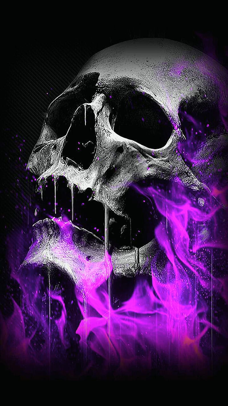 Purple Fire Skull Blue Flame Skull HD phone wallpaper  Pxfuel