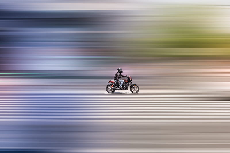 motorcycle, motorcyclist, bike, distortion, HD wallpaper