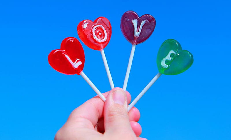 LOVE pop, grahy, candy, lollipop, hand, sweet, HD wallpaper