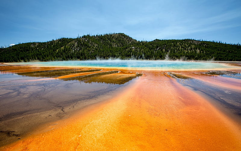 Grand Prismatic Spring, America, Yellowstone National Park, hot springs, USA, HD wallpaper