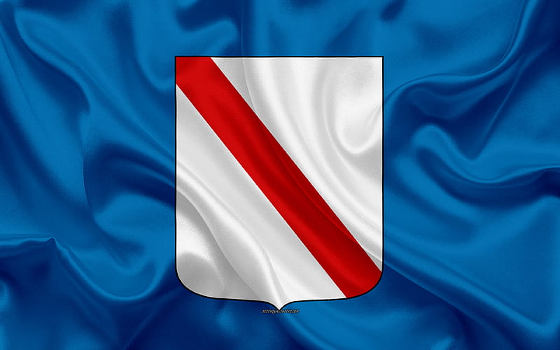 Flag of Campania silk texture, blue silk flag, administrative area, Italy, symbols of Campania, HD wallpaper
